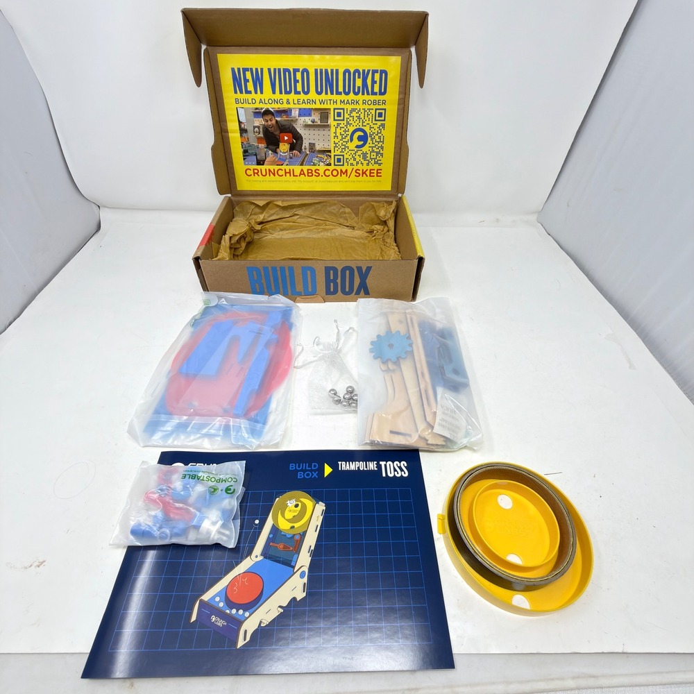 CrunchLabs Trampoline Toss STEM Build Box Kids Yellow Red Blue Mark Rober Kit